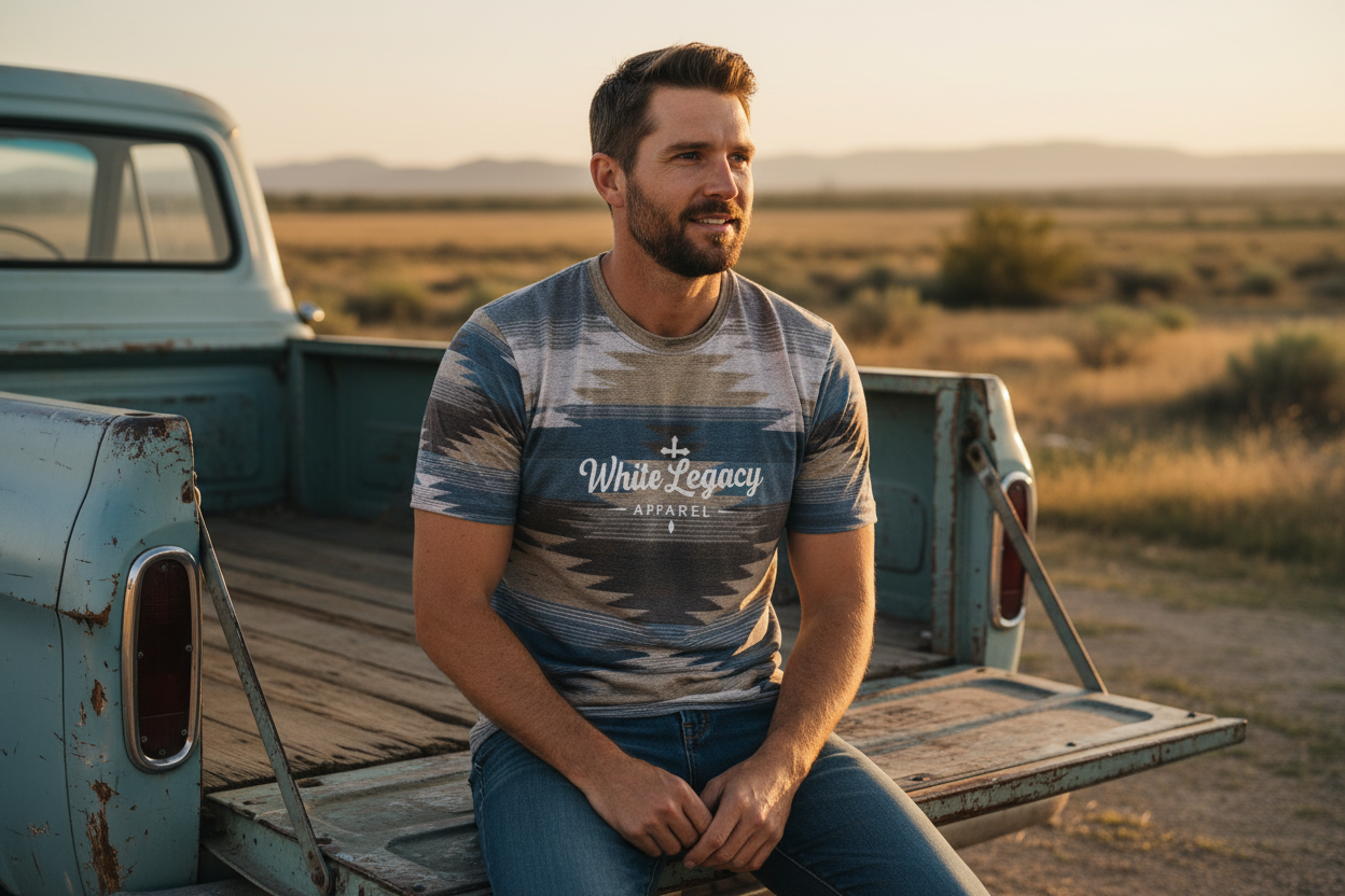 Couple golfing in White Legacy Apparel - Heritage Quarter-Zip with Stockman Trucker Cap and Oath Hoodie on golf course at sunrise