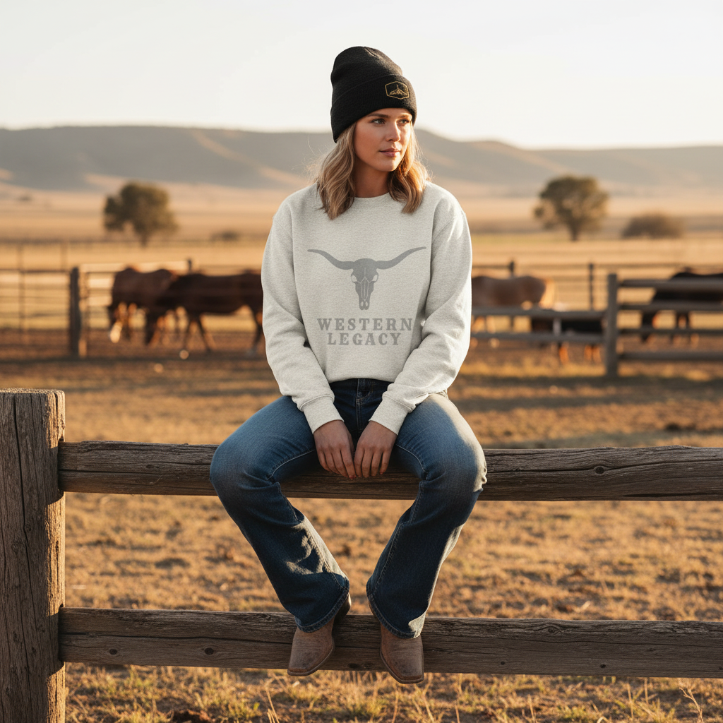 Western Legacy Longhorn Sweatshirt - Women's Crewneck Fleece | Faith & Tradition