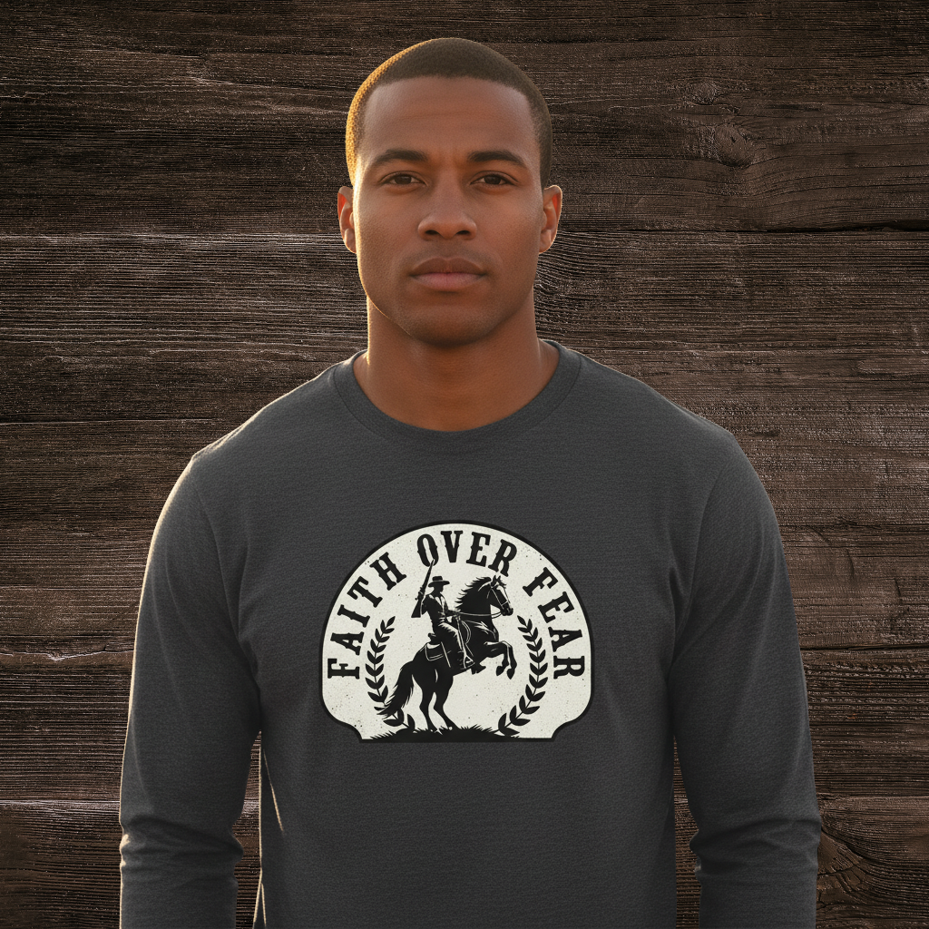 Western Faith over Fear - Mens Dark Heather Male