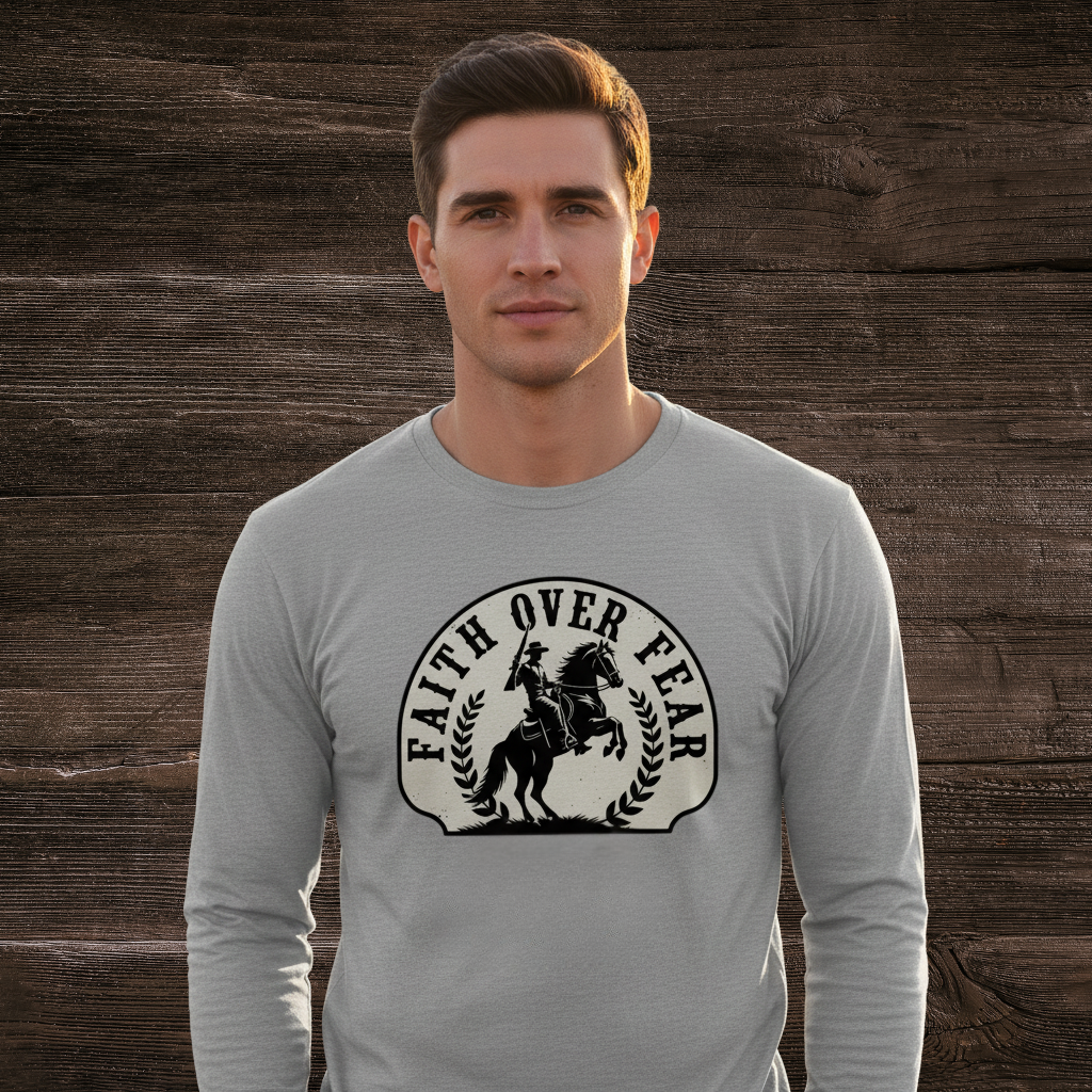 Western Faith over Fear - Mens Sport Gray Male