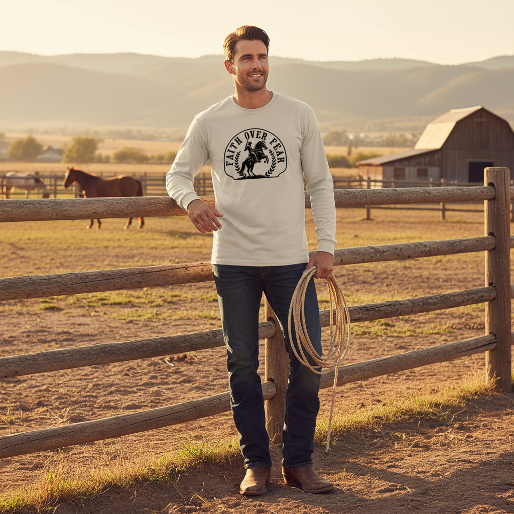 Western Faith over Fear - Mens Sand Male