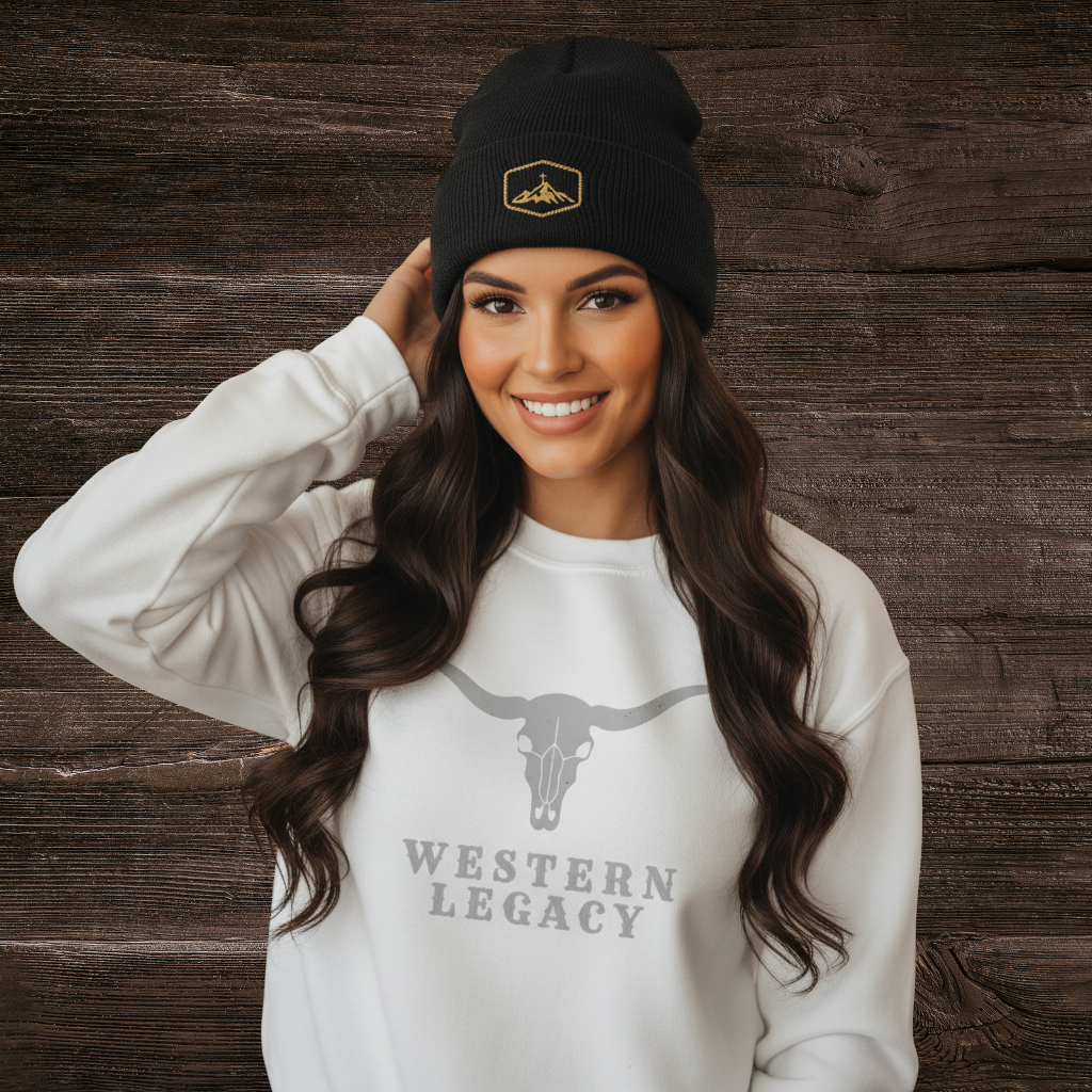 Western Legacy Longhorn Sweatshirt - Women's Crewneck Fleece | Faith & Tradition White