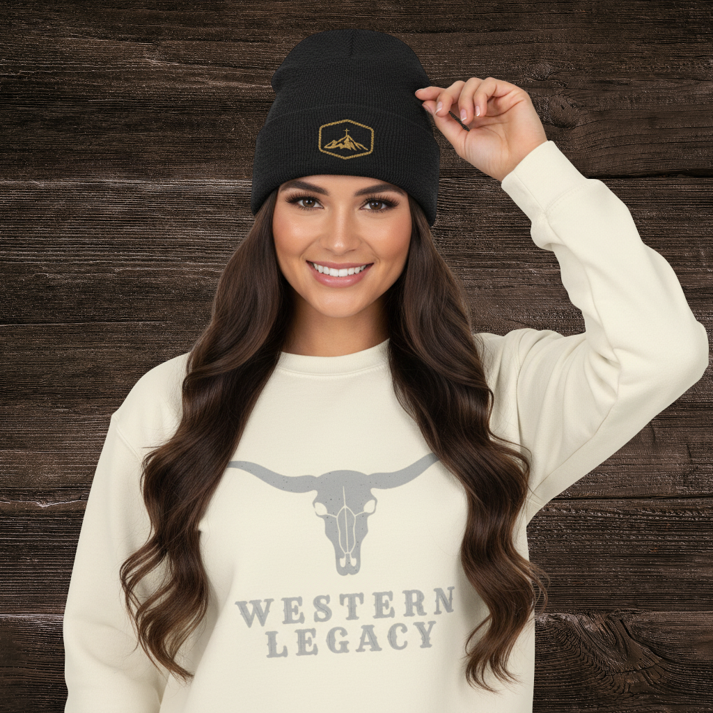 Western Legacy Longhorn Sweatshirt - Women's Crewneck Fleece | Faith & Tradition Beige
