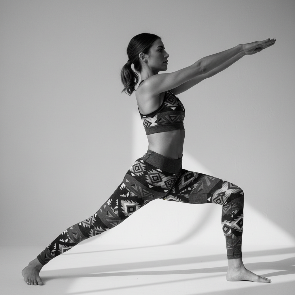 Activewear profile 1 - Woman in yoga stretch pose B&W
