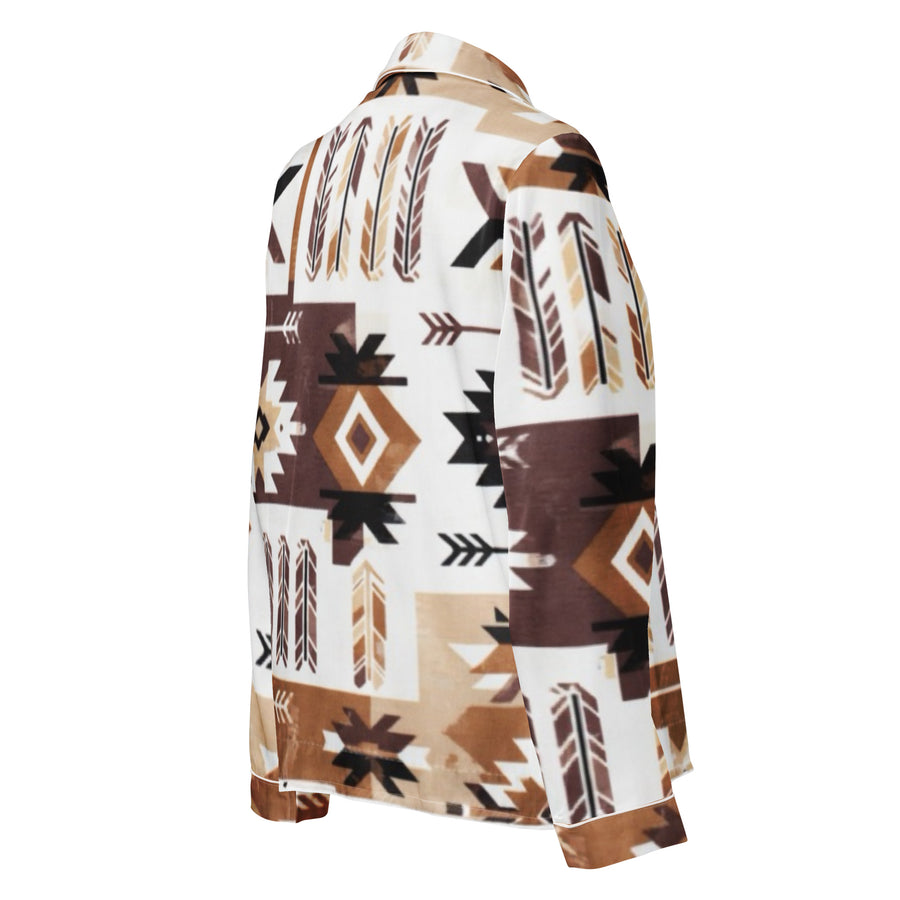 Women's Southwestern Pajama Top - Long Sleeve Silky Sleepwear | Western Heritage Print