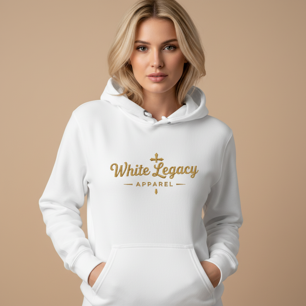 Everyday Essentials - White hoodie with correct logo layout