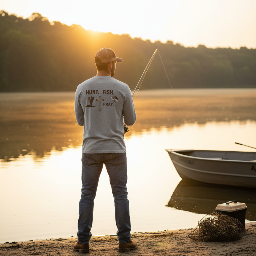 HUNT. FISH. PRAY. LS Tee - Back Design