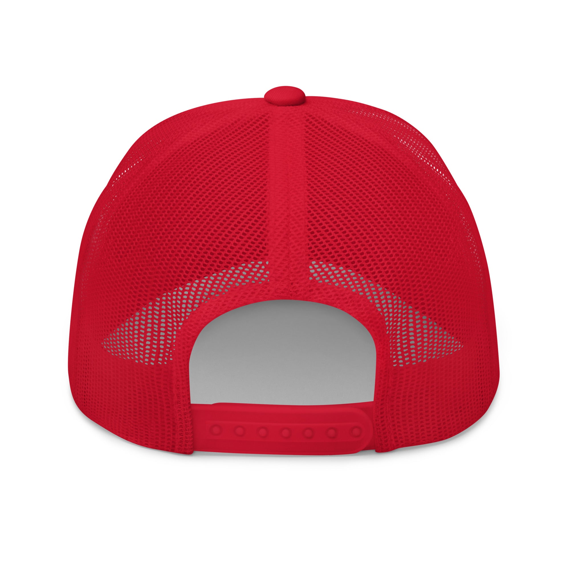 Red mesh cap on a white background