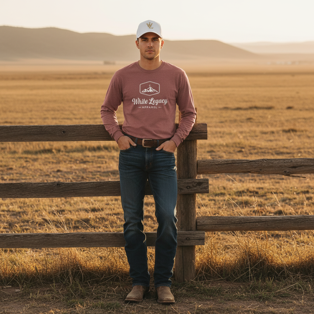 Western Lifestyle - White Cap & Mauve Long Sleeve