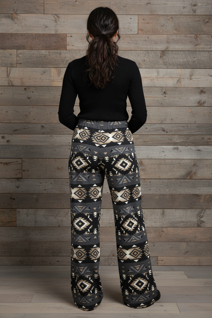 Midnight Aztec Wide-Leg Lounge Pants